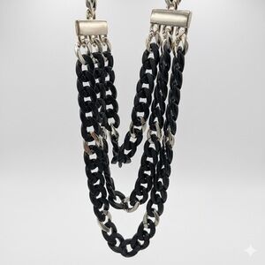 Black and Light Gold Triple Chain Necklace